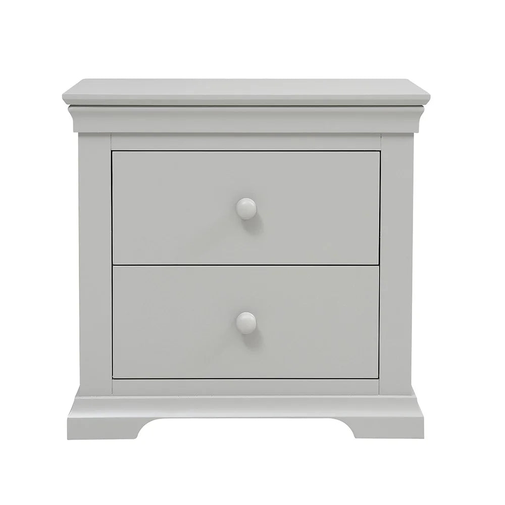 Chantilly Pebble Grey Large 2 Drawer Bedside Table