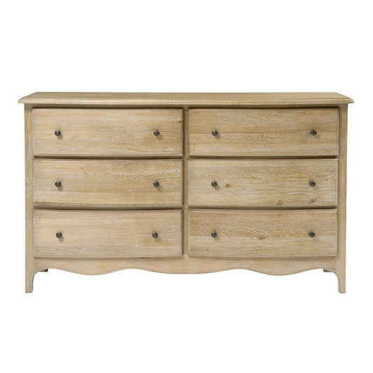 Camille Limewash Oak 6 Drawer Chest