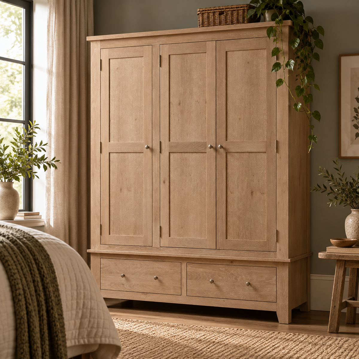 Inglesham Whitewash Oak Triple Wardrobe