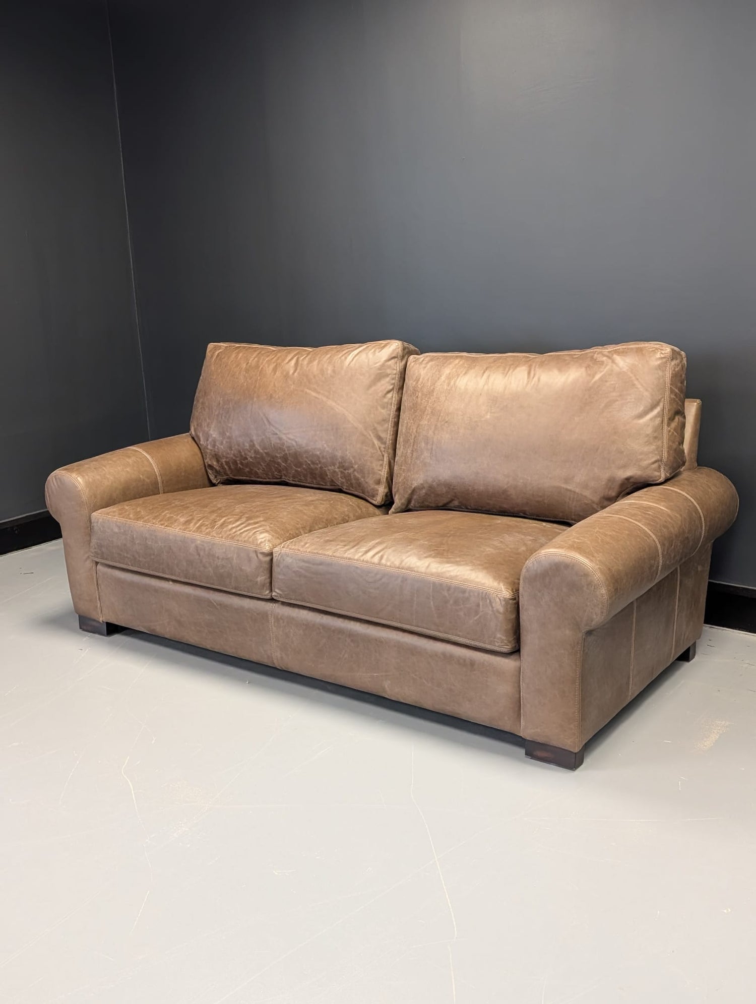 Turner Roll Arm Leather Sofa (201 cm - 277 cm)