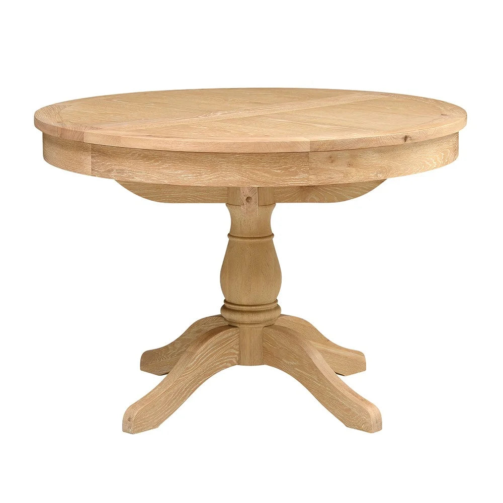Inglesham Whitewash Oak 4-6 Seater Round Extending Dining Table