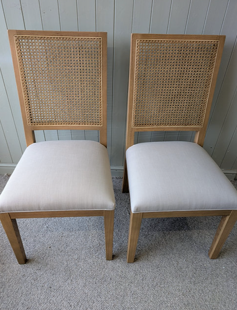 Pair of Elkstone Mellow Oak Rattan Back Chairs