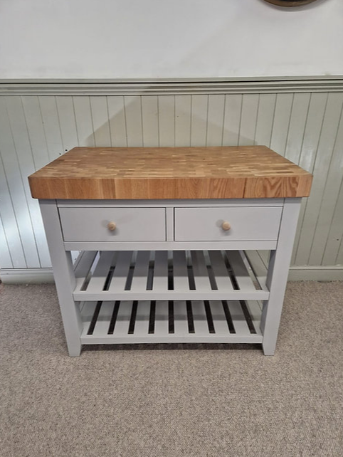 Chester Dove Grey Butcher Block Kitchen Island