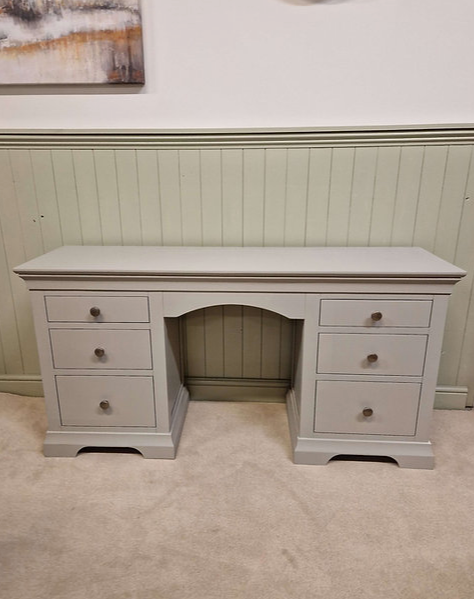 Chantilly Pebble Grey Double Pedestal Dressing Table