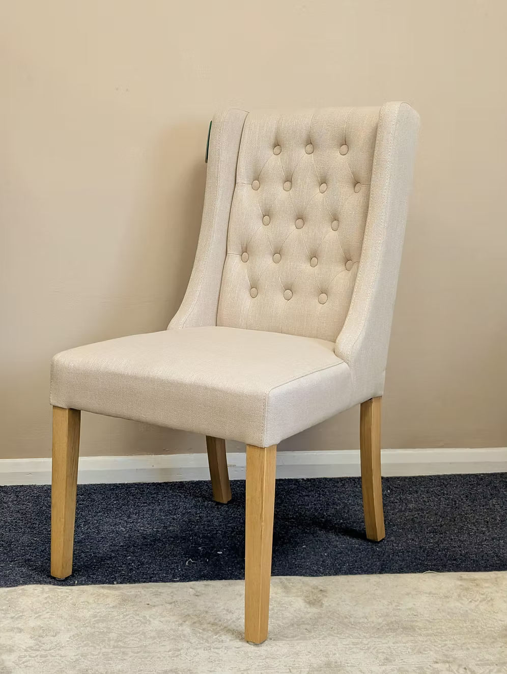 Foxglove Winged Buttoned Chair - Stone