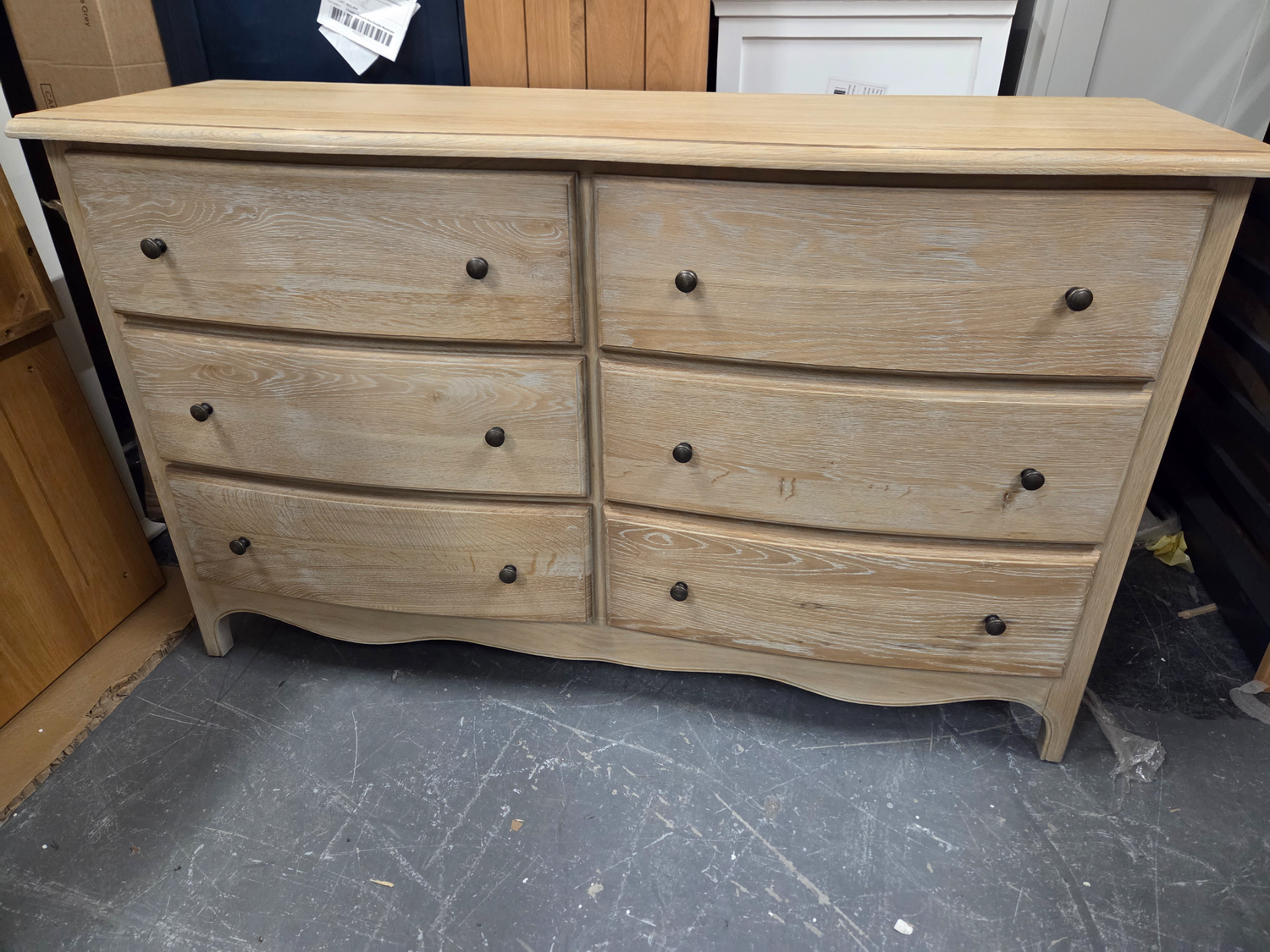 Camille Limewash Oak 6 Drawer Chest