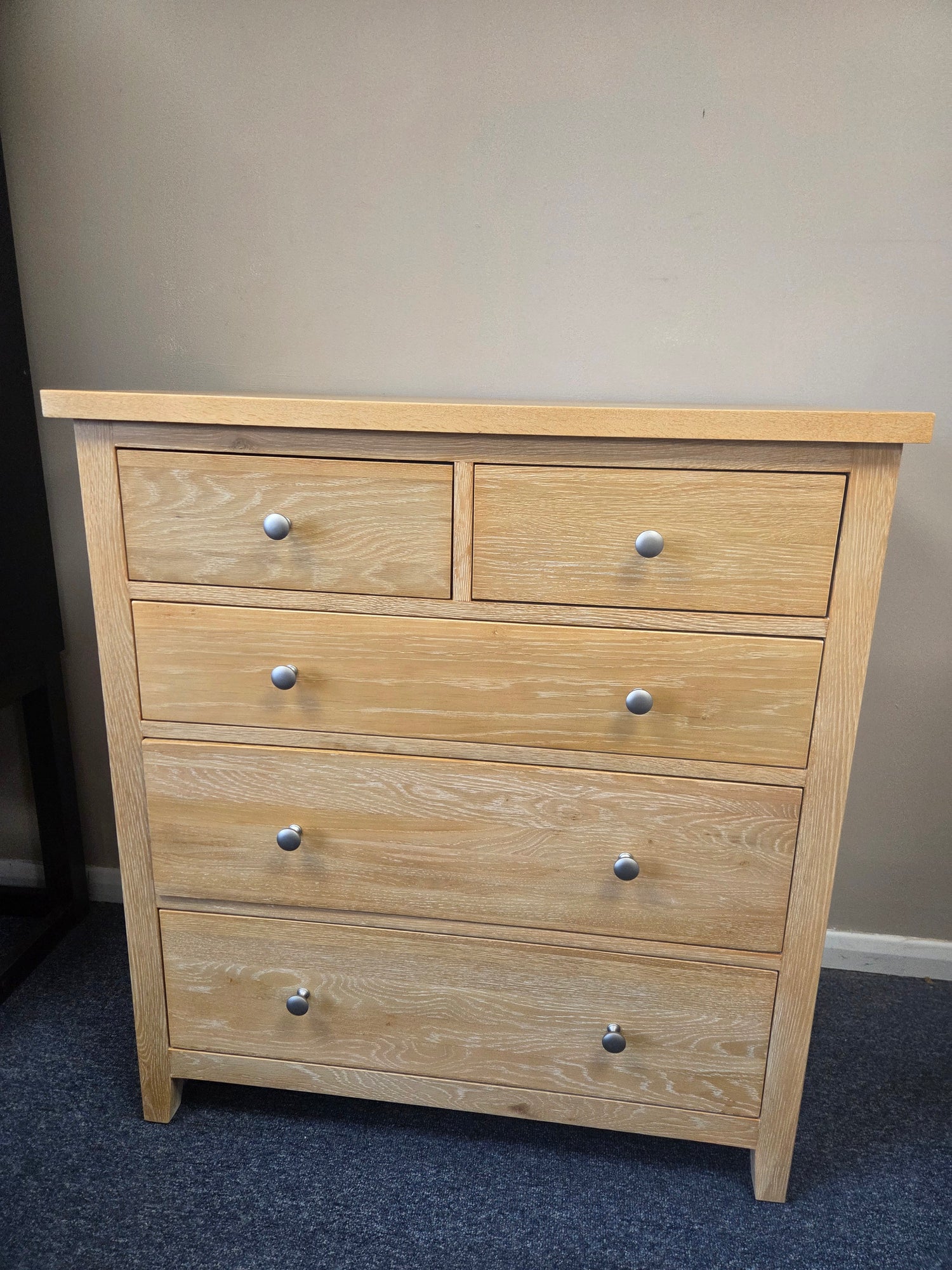 Inglesham Whitewash Oak 5 Drawer Chest