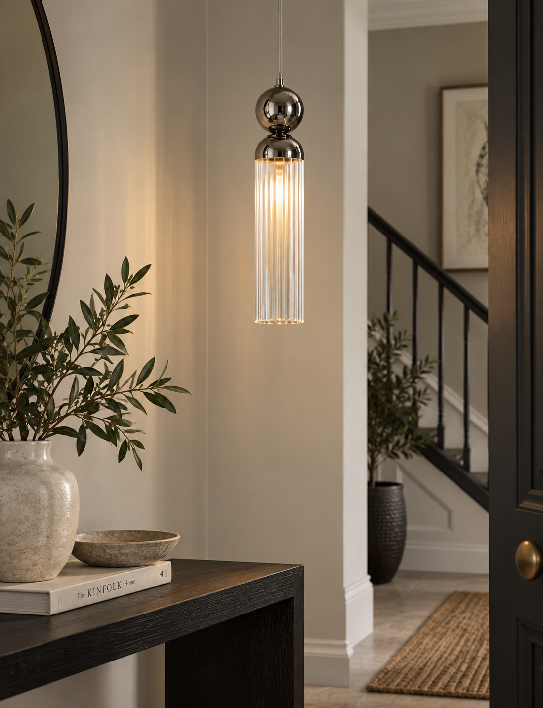 Glass Pendant Light - Silver