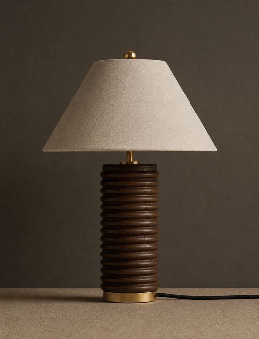 Wooden Ribbed Table Lamp