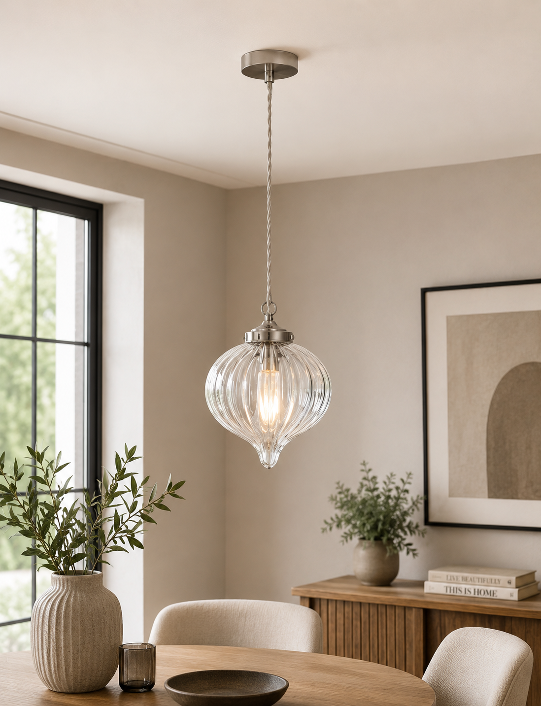 Glass Teardrop Pendant Light