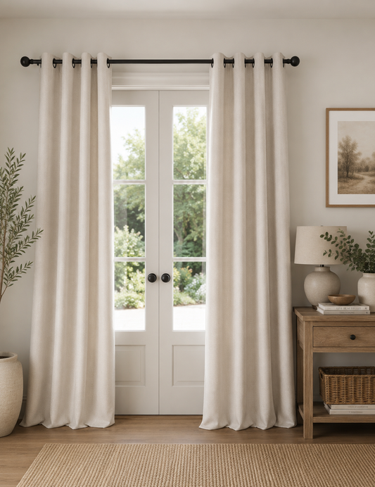 Brushed Eyelet Blackout Thermal Curtains - Champagne - 218cm x 229cm