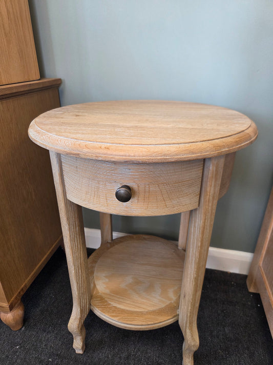 Camille Limewash Oak 1 Drawer Bedside Table