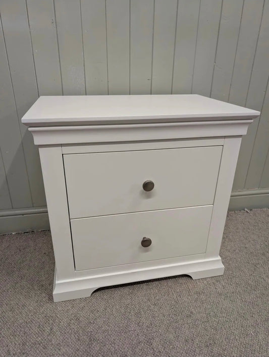 Chantilly Warm White Large 2 Drawer Bedside Table