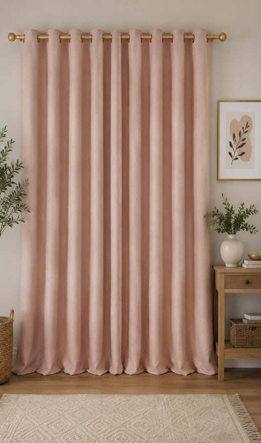 Brushed Eyelet Blackout Ultra Thermal Curtains - Blush - 117cm x 229cm