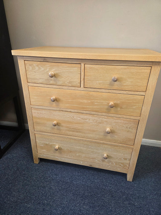 Inglesham Whitewash Oak 5 Drawer Chest