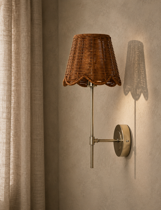 Wicker Scalloped Wall Light