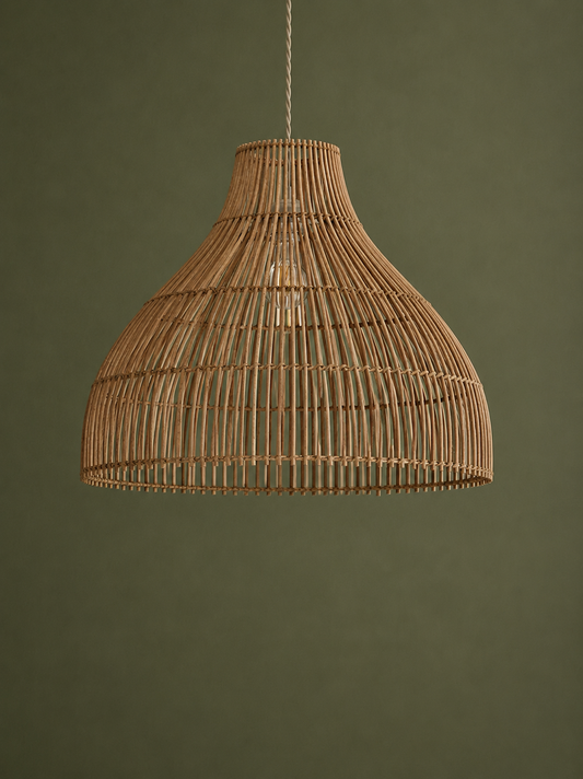Rattan Bell Large Easy Fit Shade - Brown