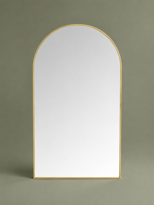 Metal Arch Free Standing Mirror - Antique Brass