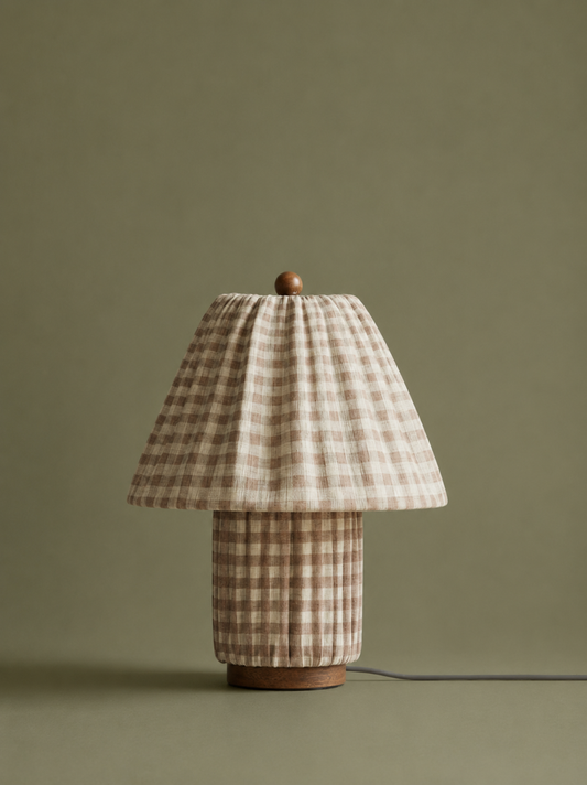 Full Pleat Gingham Table Lamp - Neutral