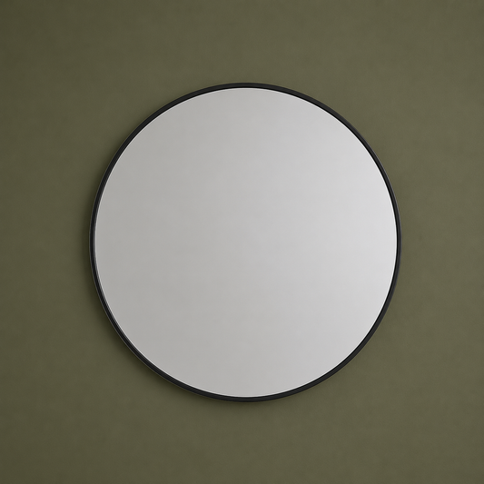 Metal Circle Wall Mirror - Black