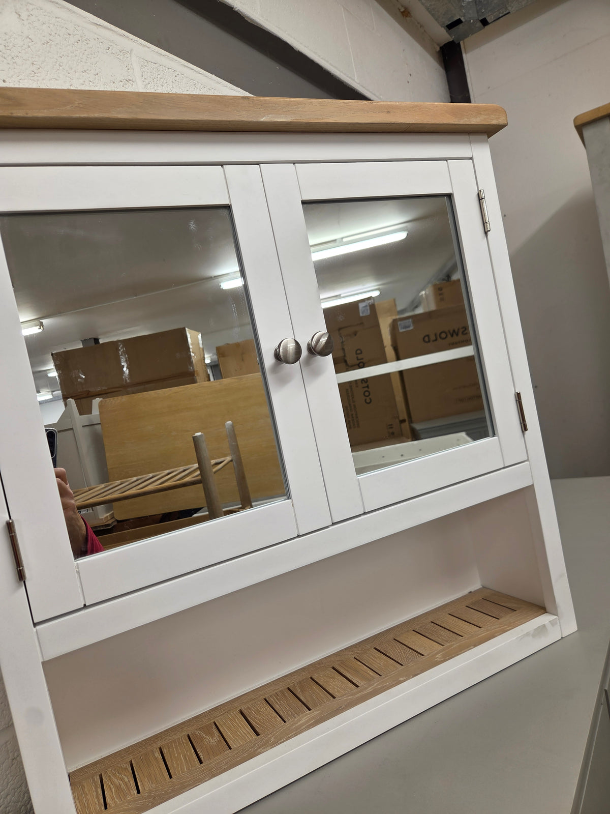 Chester Pure White Bathroom Combi Mirror