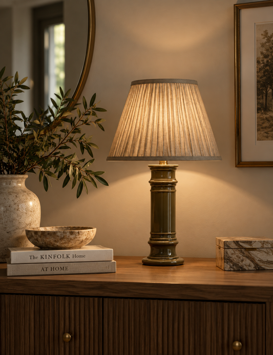 Ceramic Column Frill Shade Table Lamp