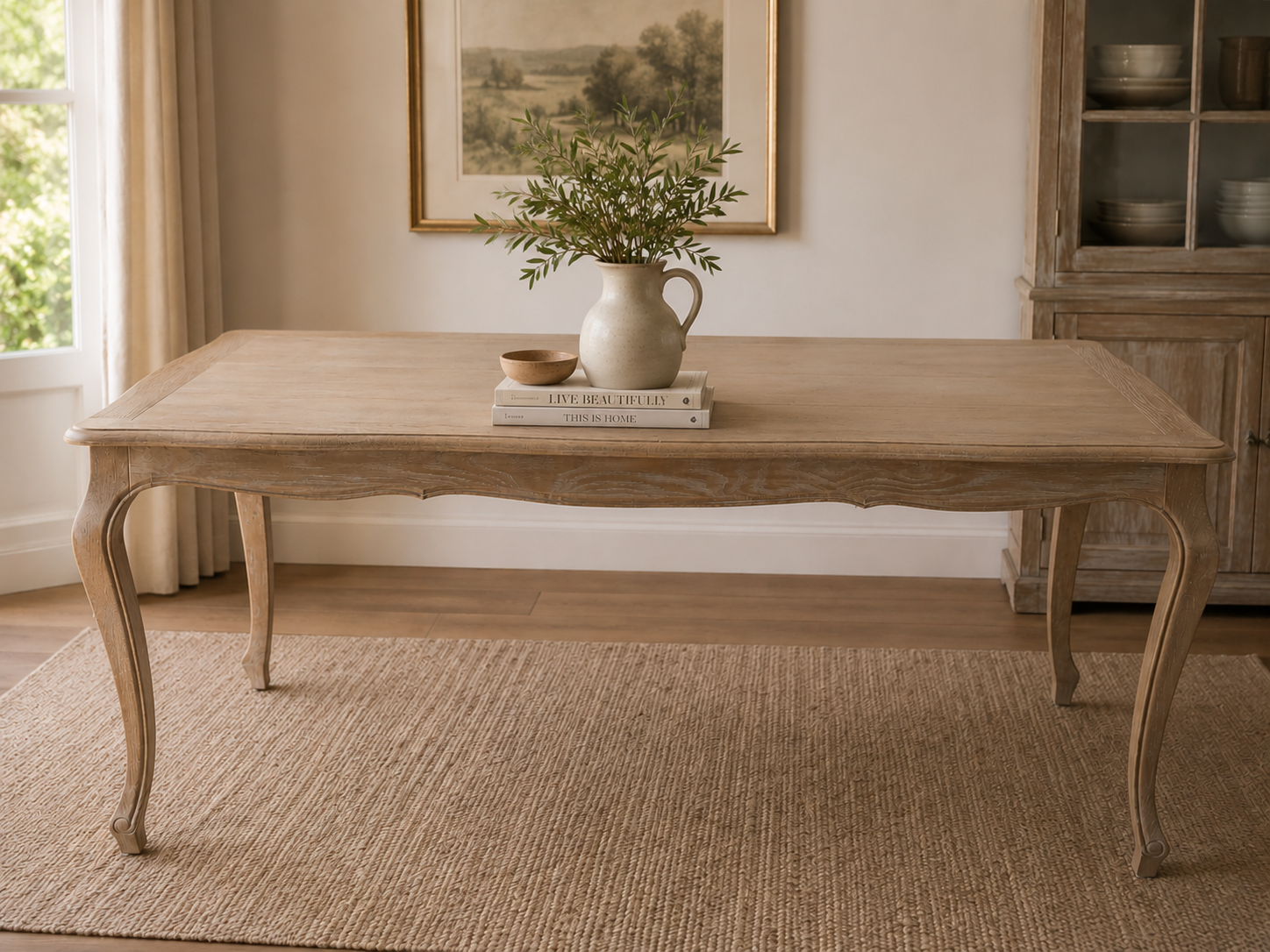 Camille Limewash Oak 6 Seater Dining Table