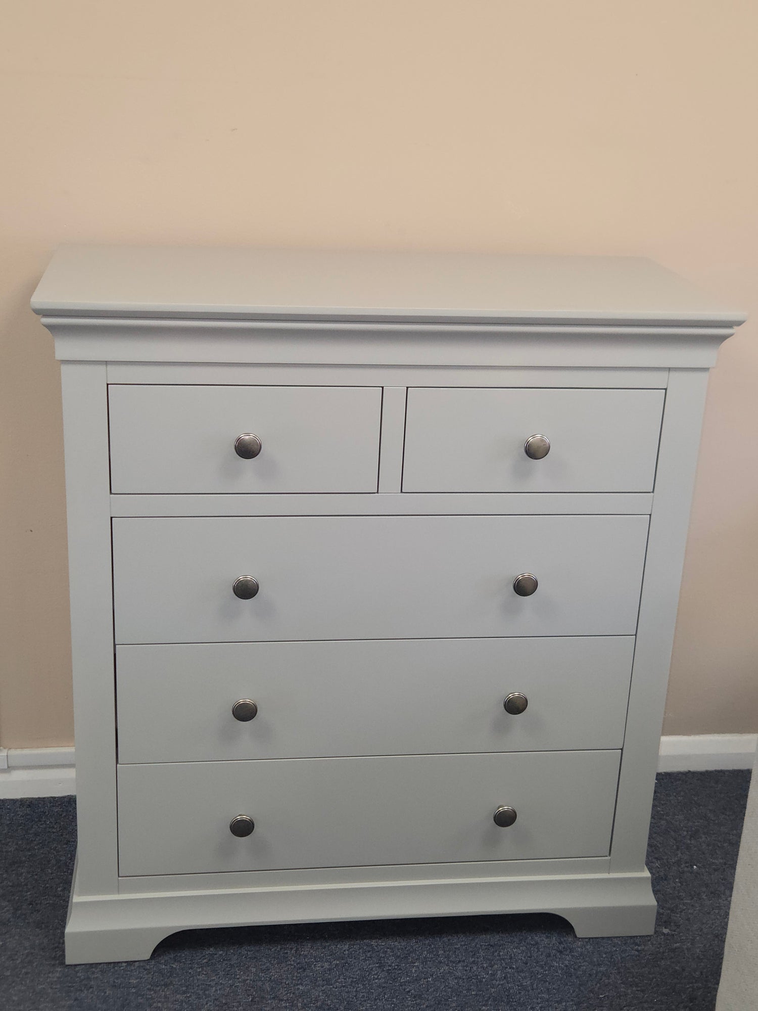 Chantilly Pebble Grey 5 Drawer Chest