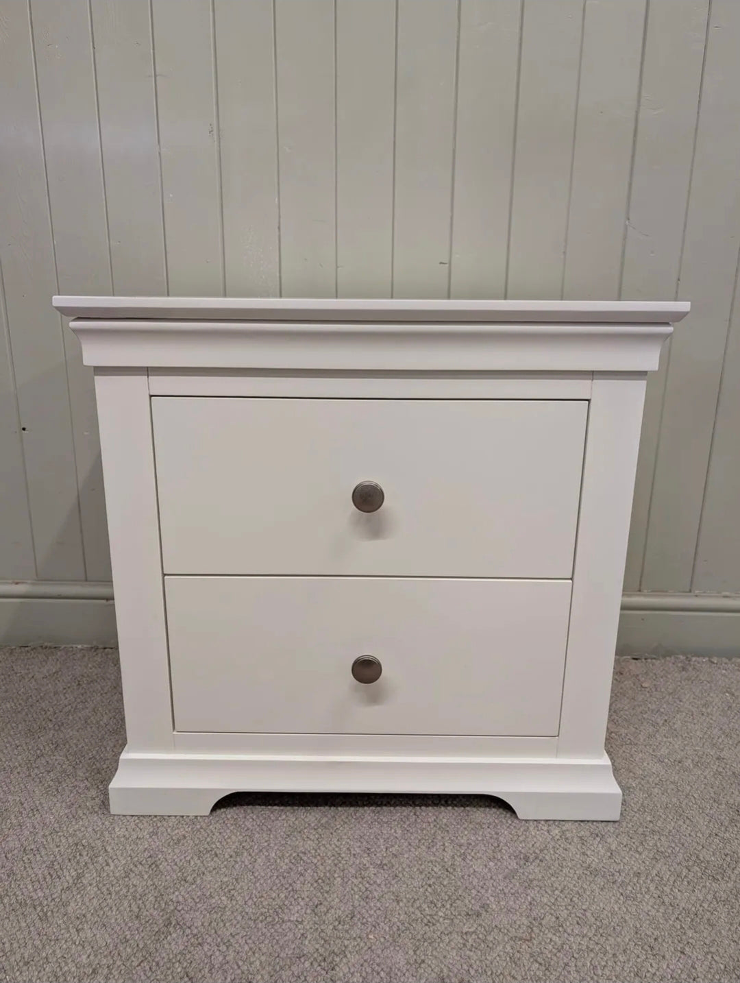 Chantilly Warm White Large 2 Drawer Bedside Table