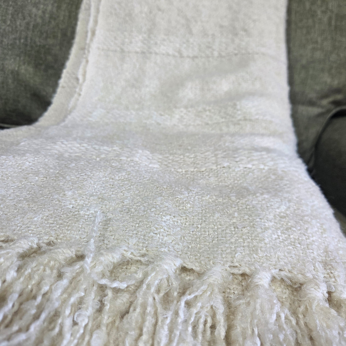 Textured Hand Woven Throw - Ivory
