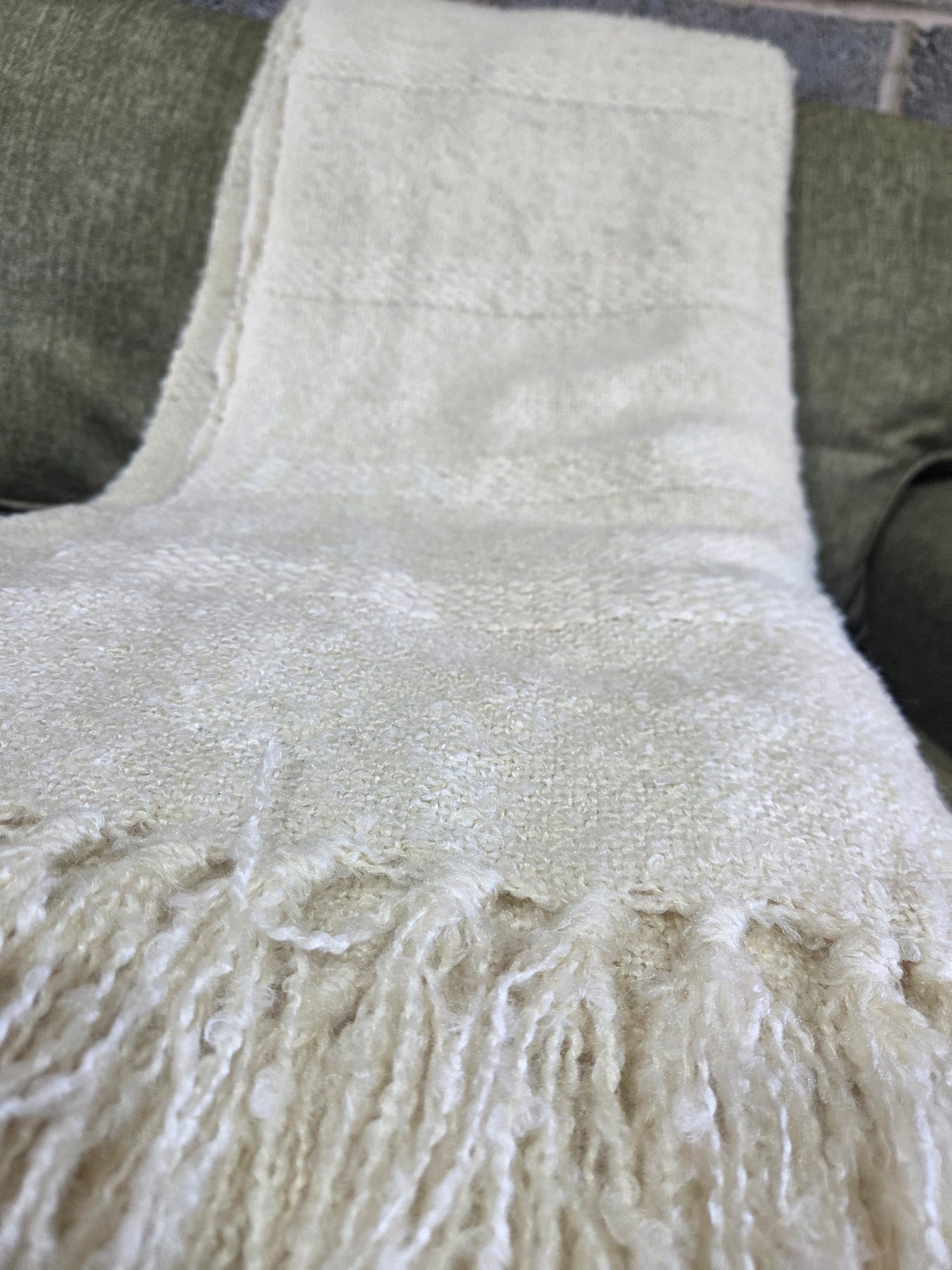 Textured Hand Woven Throw - Ivory