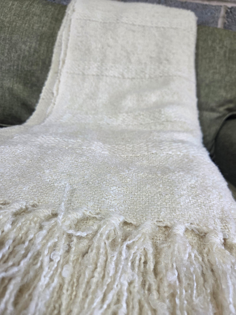 Textured Hand Woven Throw - Ivory