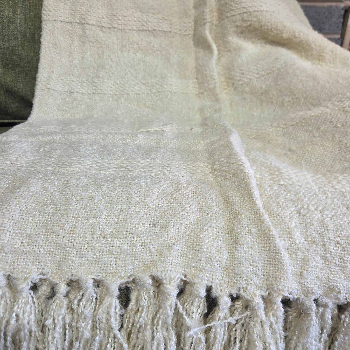 Textured Hand Woven Throw - Ivory