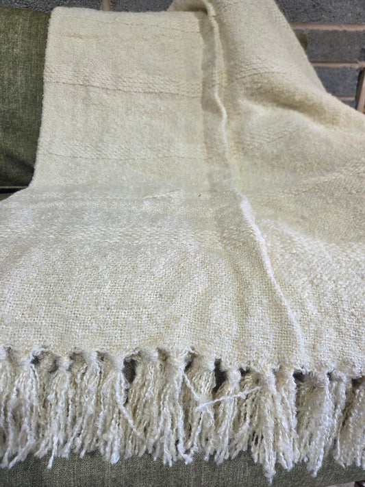 Textured Hand Woven Throw - Ivory