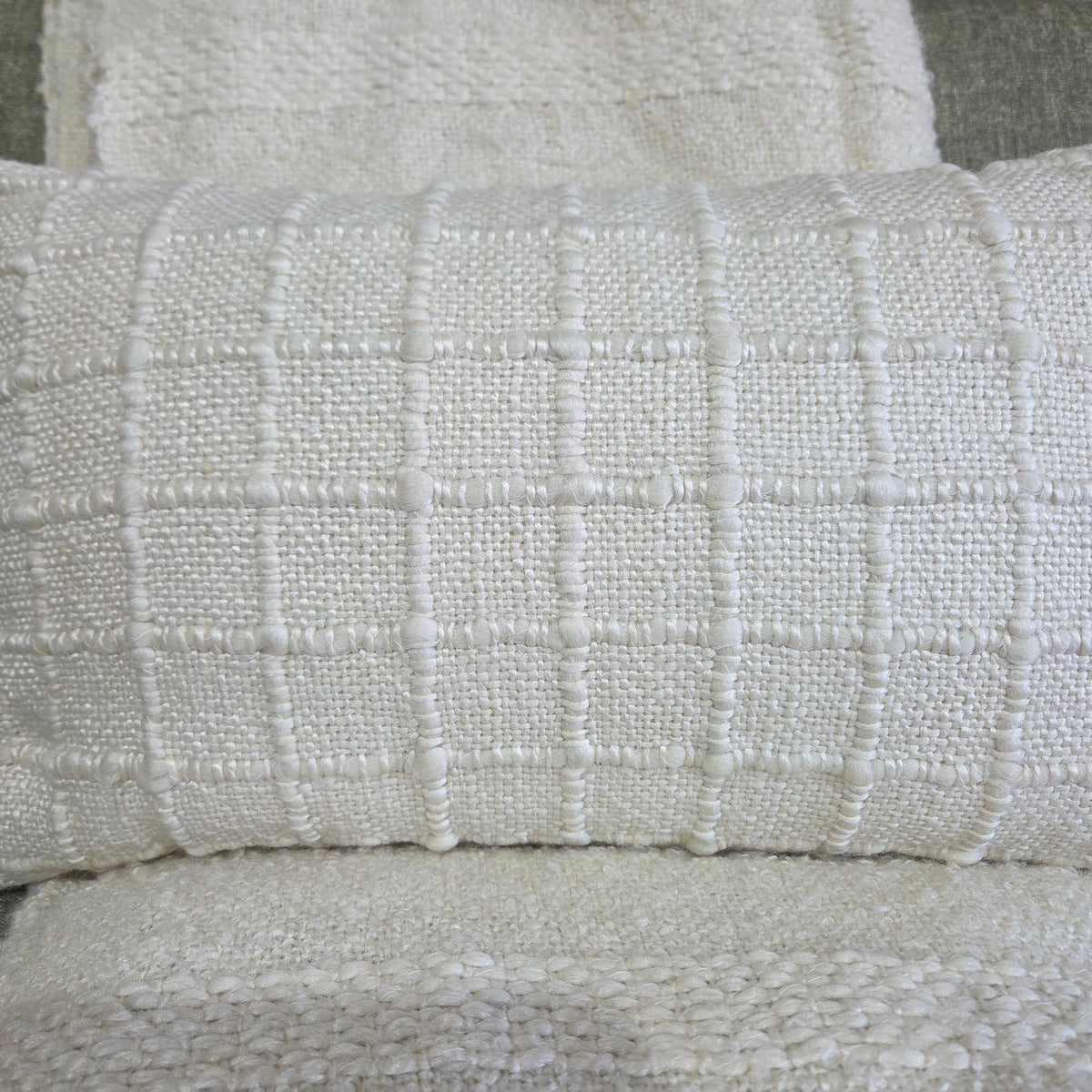 Check Hand Woven Cushion - Ivory
