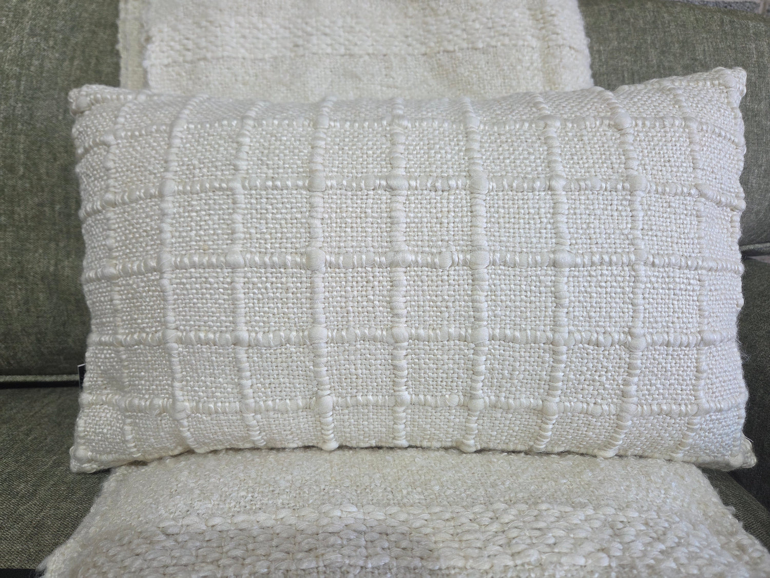 Check Hand Woven Cushion - Ivory