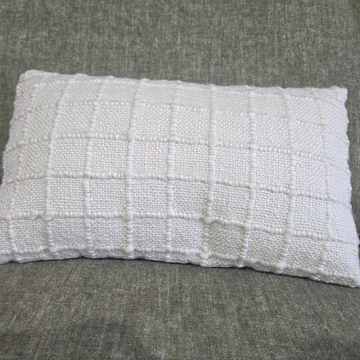 Check Hand Woven Cushion - Ivory
