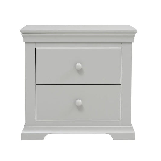 Chantilly Pebble Grey Large 2 Drawer Bedside Table