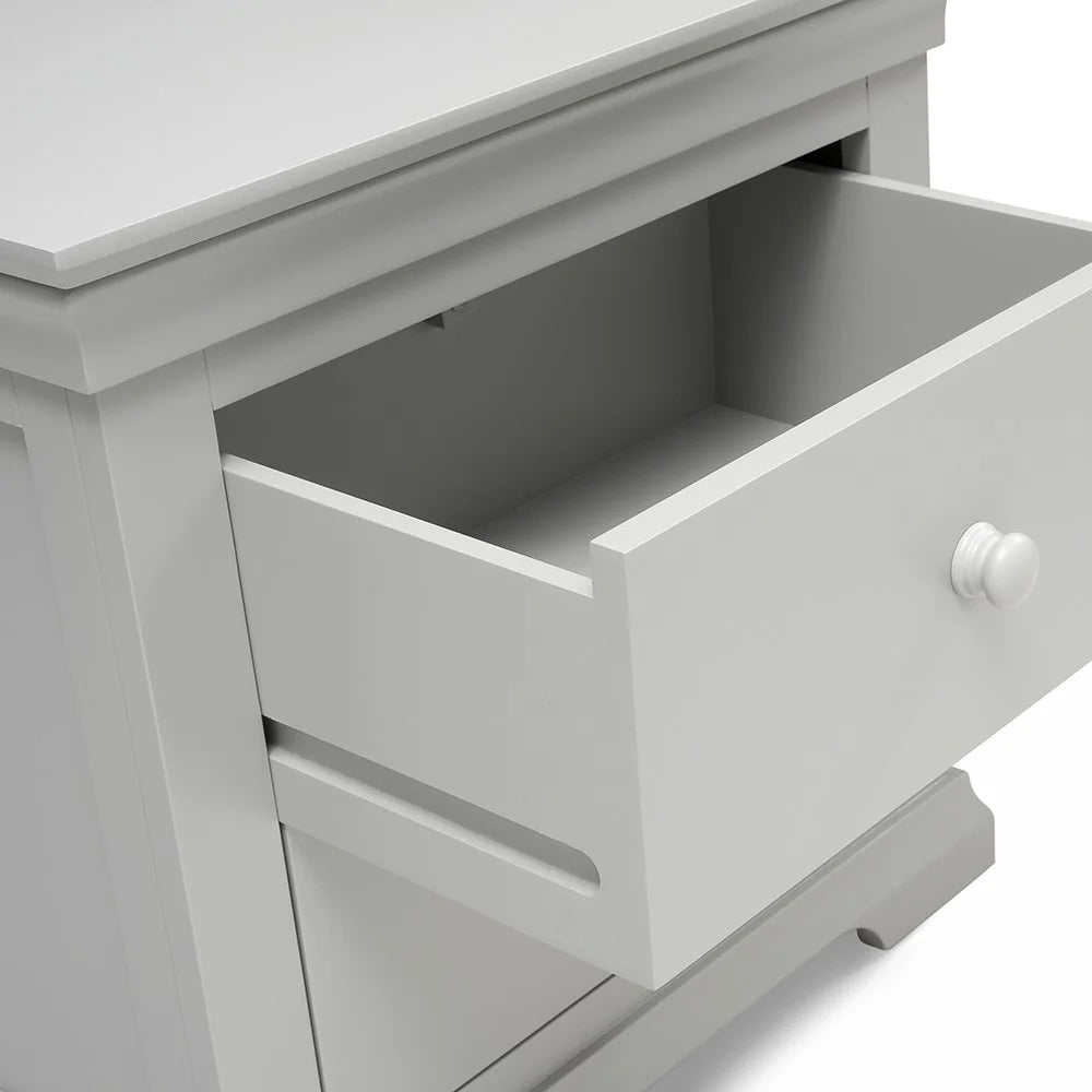 Chantilly Pebble Grey Large 2 Drawer Bedside Table