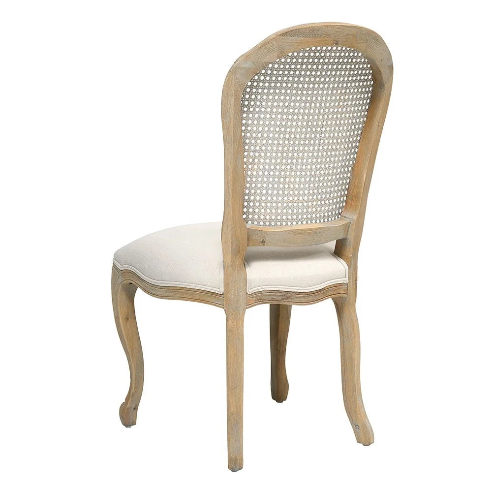 Camille Limewash Oak Rattan Back Dining Chair