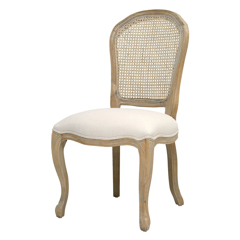 Camille Limewash Oak Rattan Back Dining Chair