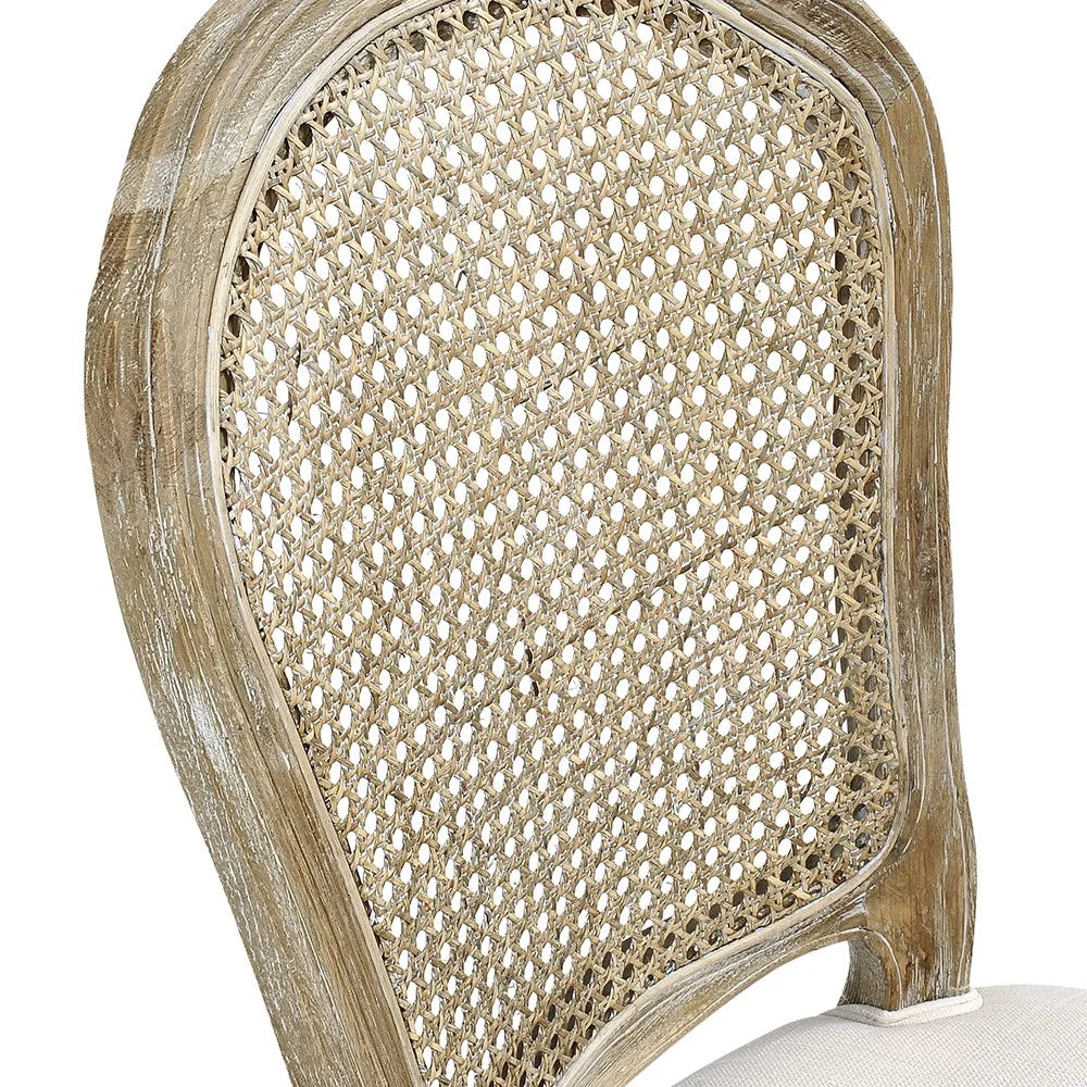 Camille Limewash Oak Rattan Back Dining Chair