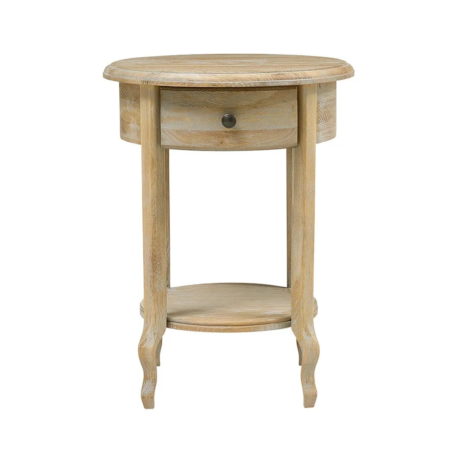 Camille Limewash Oak 1 Drawer Bedside Table