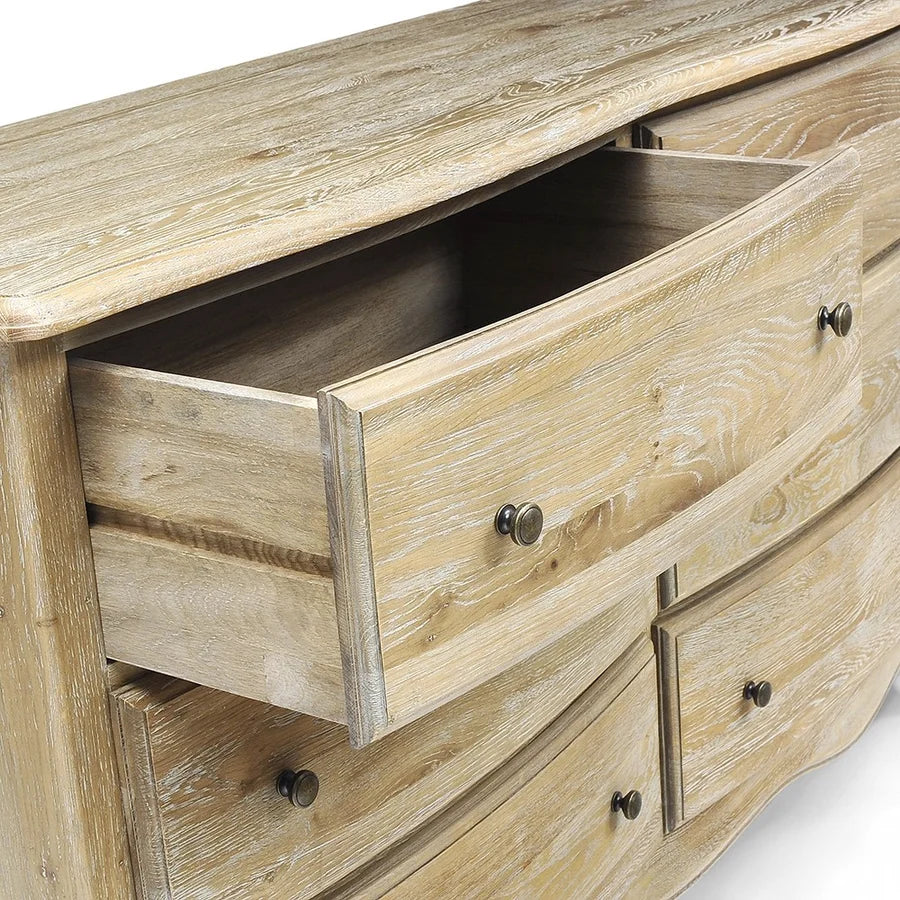 Camille Limewash Oak 6 Drawer Chest