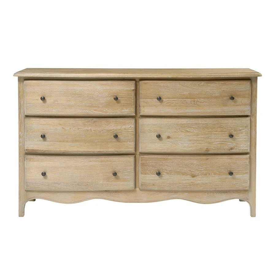 Camille Limewash Oak 6 Drawer Chest