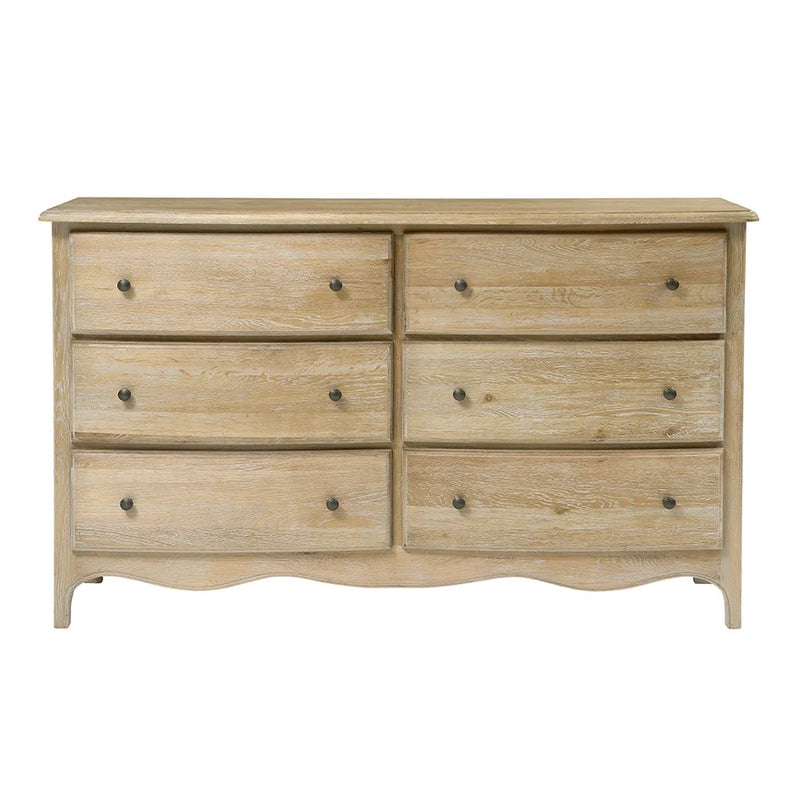 Camille Limewash Oak 6 Drawer Chest