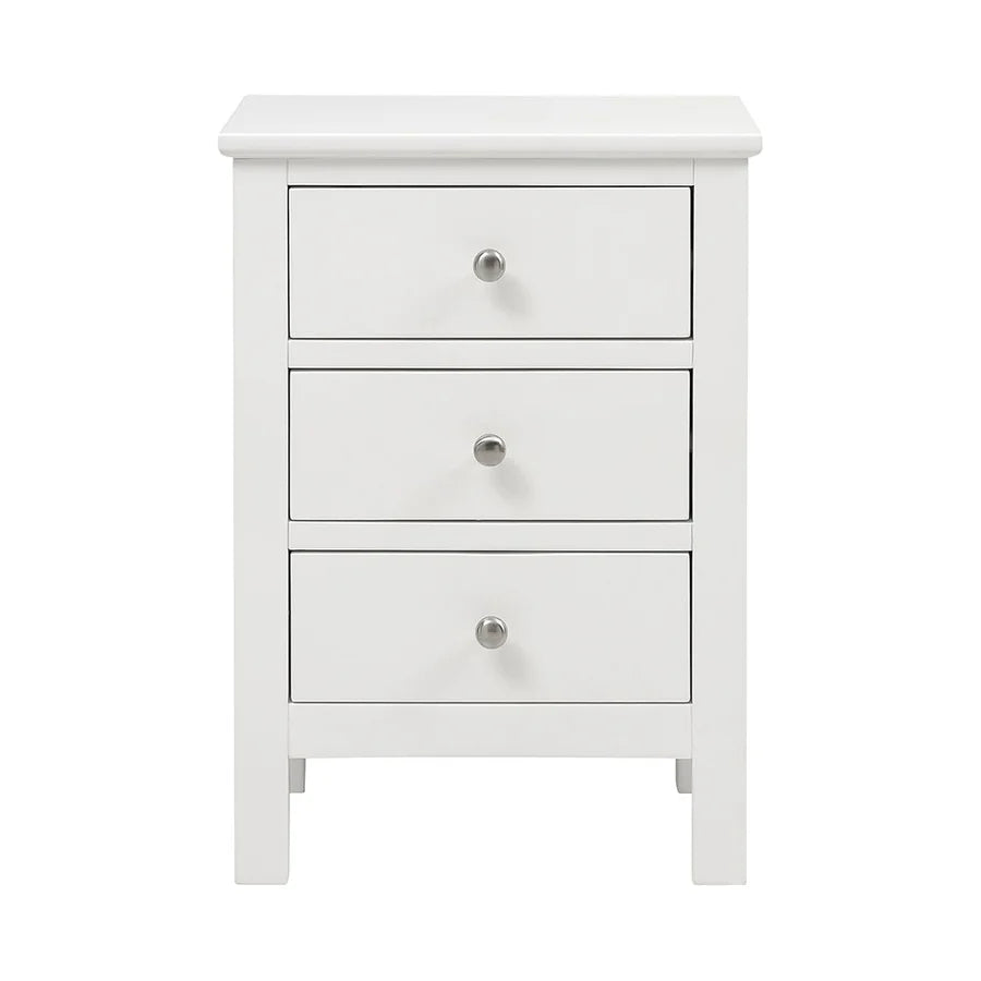 Simply Cotswold Pure White 3 Drawer Bedside Table