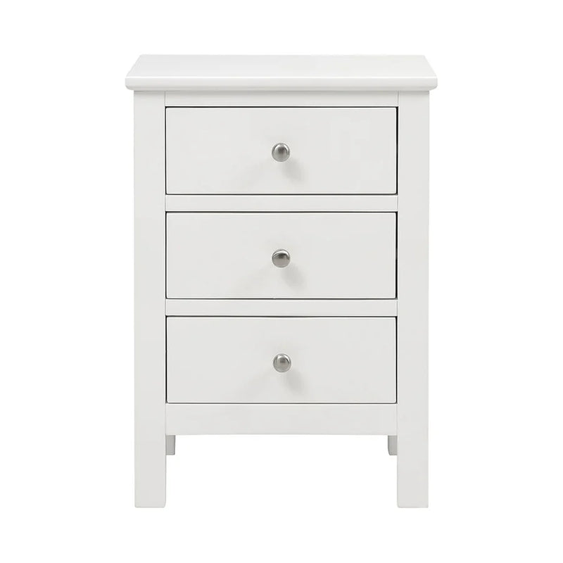 Simply Cotswold Pure White 3 Drawer Bedside Table