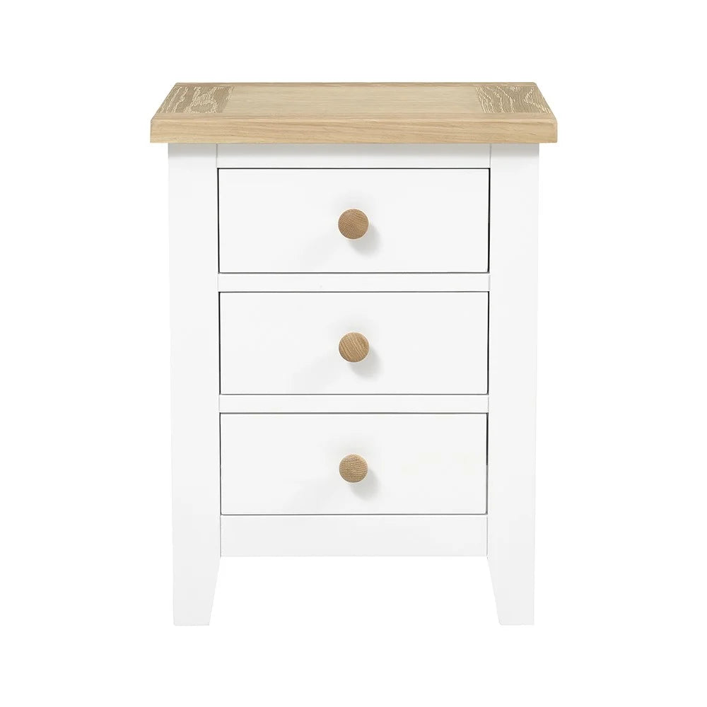Chester Pure White 3 Drawer Bedside Table