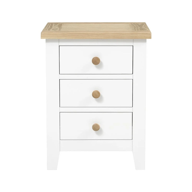 Chester Pure White 3 Drawer Bedside Table